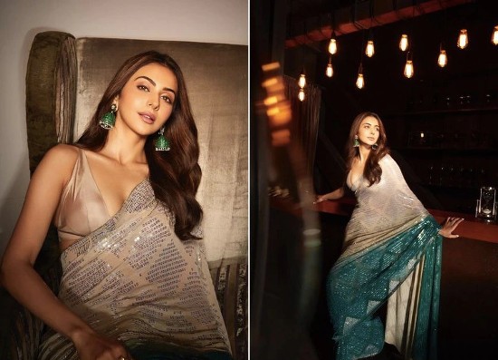 Shining Brighter Than The Stars In A Shimmering Saree Is Rakul Preet Singh