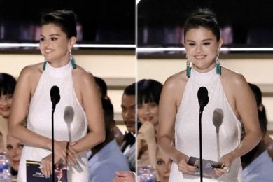 Selena Gomez Is An Absolute Red Carpet Slayer In A Sleek Beaded White Celine Gown