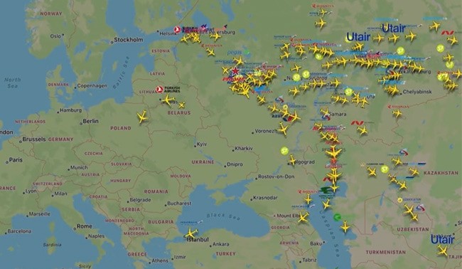 Watch: Rush Of One-Way Flights Out Of Russia After Putin's Ukraine Threat