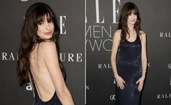 Anne Hathaway In A Slinky Backless Looks Good Enough To Make Miranda Priestly Proud
