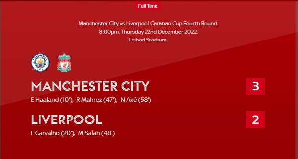 Live Commentary - Man City vs Liverpool