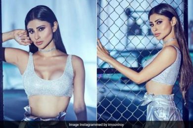 Our Monday Looks Far From Dull With Mouni Roy Dazzling In A Silver Crop Top And Pants