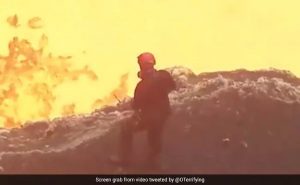 Man Stands At The Edge Of A Lava Ocean In Hair-Raising Video, Internet Stumped