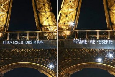 Watch: Paris' Eiffel Tower Lights Up With Slogans In Solidarity With Iranian Protesters