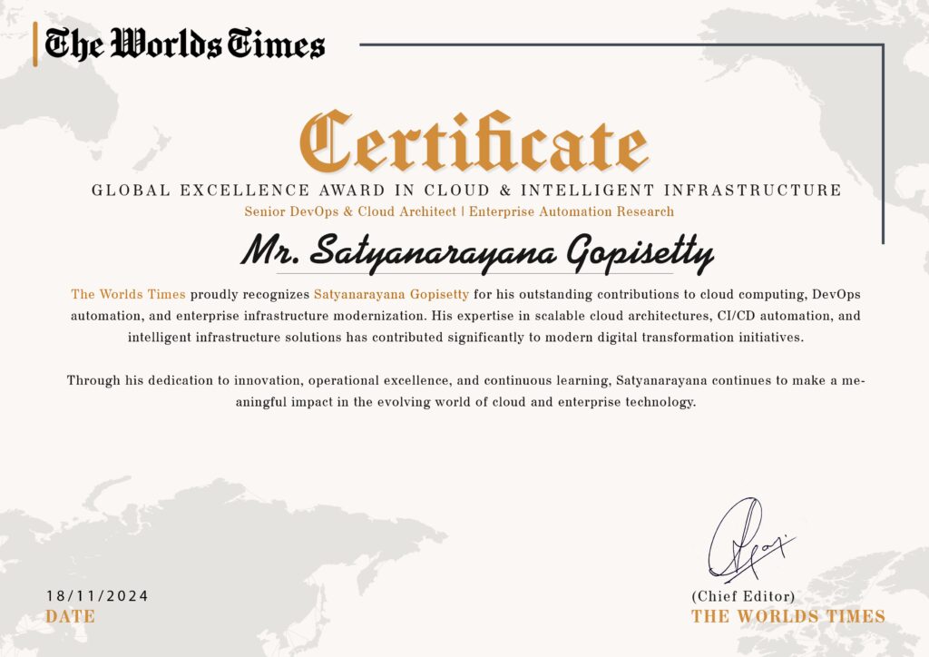 Global Excellence Award in Cloud & DevOps Innovation