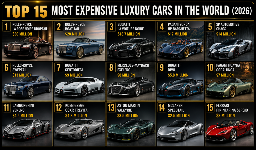 Top 15 Most Expensive Luxury Cars in the World